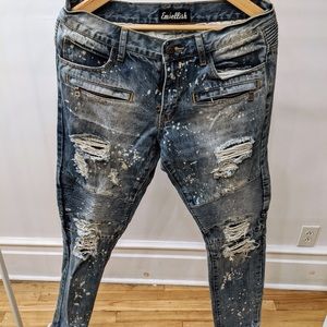 Embellish biker ripped jeans